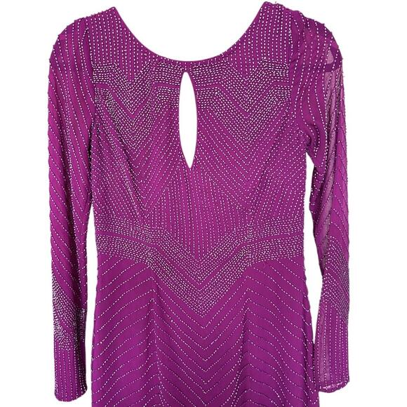 NWOT Aidan Mattox Magenta Beaded Keyhole Cutout Dress Size 2 - Picture 2 of 6